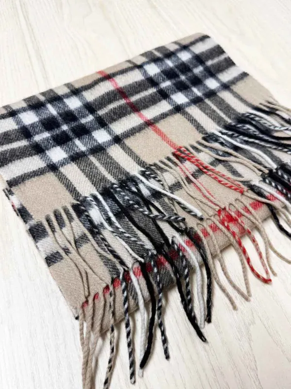 vintage james pringle weavers 100% wool tartan fringe scarf sold by Good Market Thrift Store