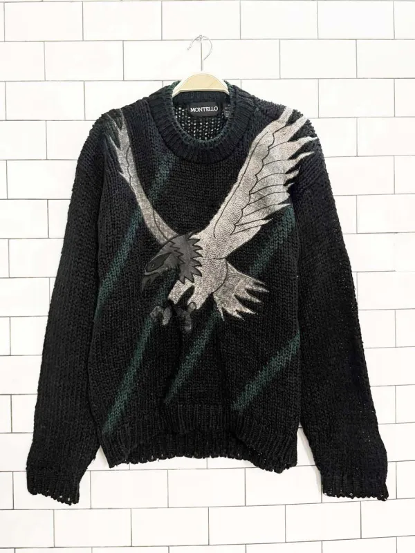 vintage montello eagle embroidery knit sweater sold by Good Market Thrift Store