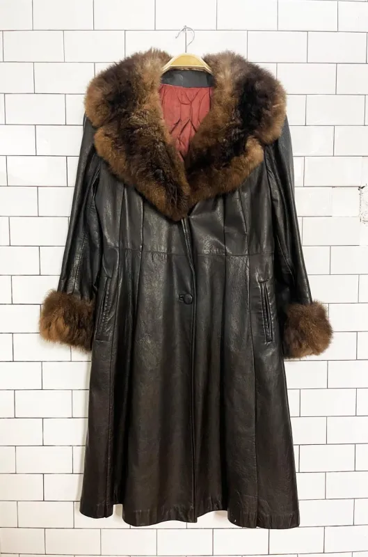 vintage 70s fur trim leather penny lane coat | rajac leathers sold by Good Market Thrift Store