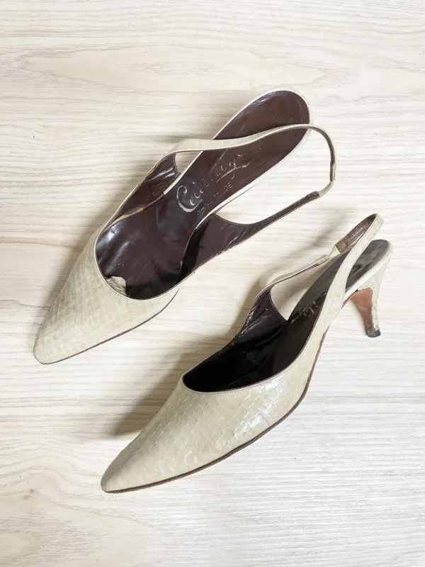 vintage celebrity handmade leather slingback heels sold by Good Market Thrift Store