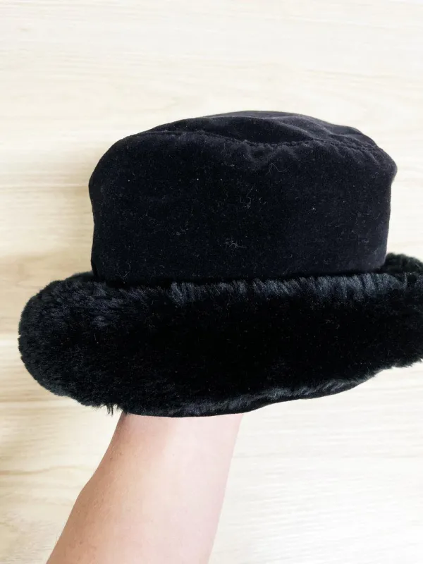 vintage 90s fersten velvet + faux fur trim hat sold by Good Market Thrift Store