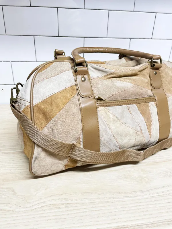 vintage patchwork suede leather mini duffle bag sold by Good Market Thrift Store