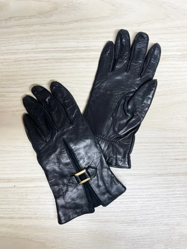 vintage portolano leather gloves | cashmere-blend lining sold by Good Market Thrift Store