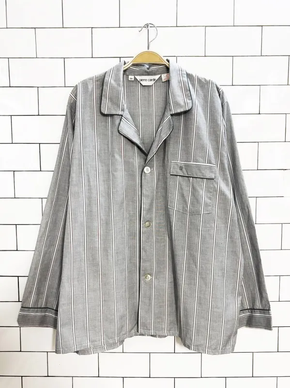 vintage 90s pierre cardin pajama-style striped shirt sold by Good Market Thrift Store
