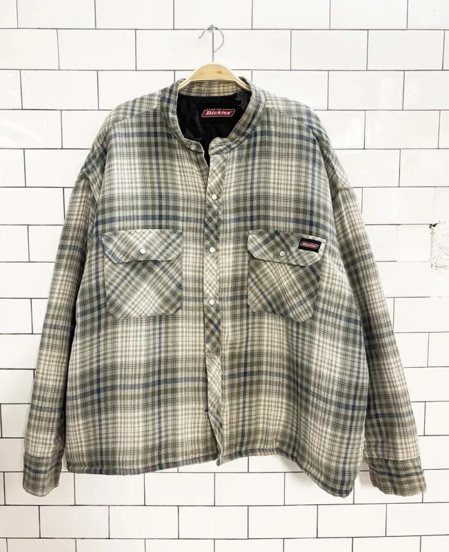 vintage 00s dickies grandad collar quilted flannel shirt jacket sold by Good Market Thrift Store