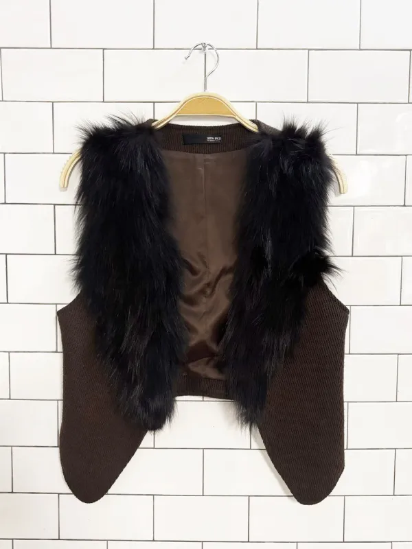 vintage 00s zard fox fur knit vest sold by Good Market Thrift Store