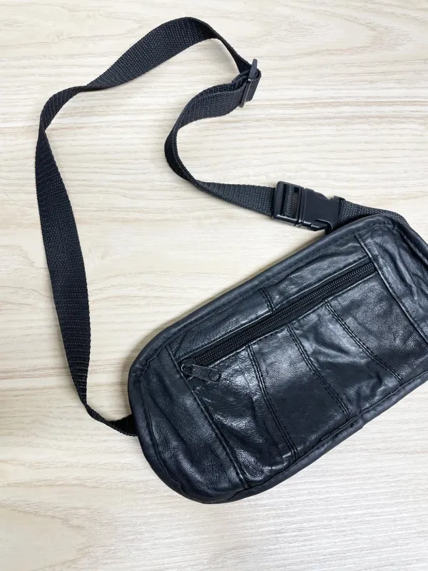 vintage leather flat belt bag sold by Good Market Thrift Store