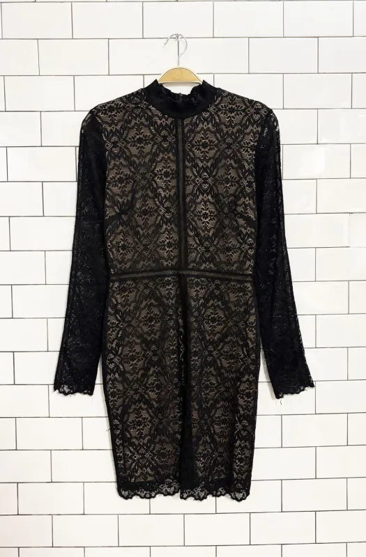 wilfred janvry lace long sleeve mini dress | aritzia sold by Good Market Thrift Store