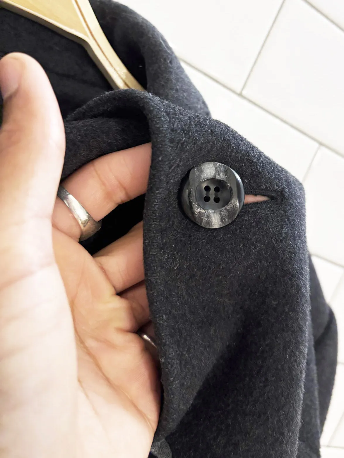 vintage jazz club wool-cashmere blend overcoat sold by Good Market Thrift Store product image thumbnail 3