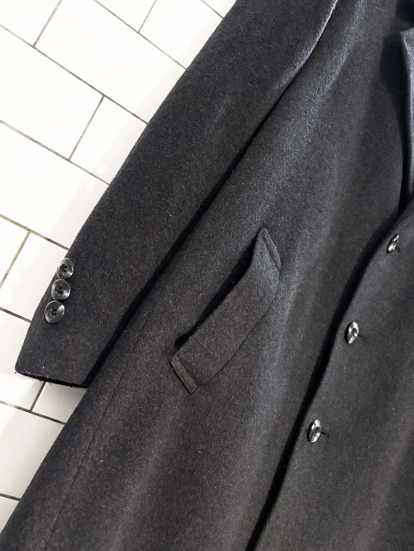 vintage jazz club wool-cashmere blend overcoat sold by Good Market Thrift Store product image thumbnail 4