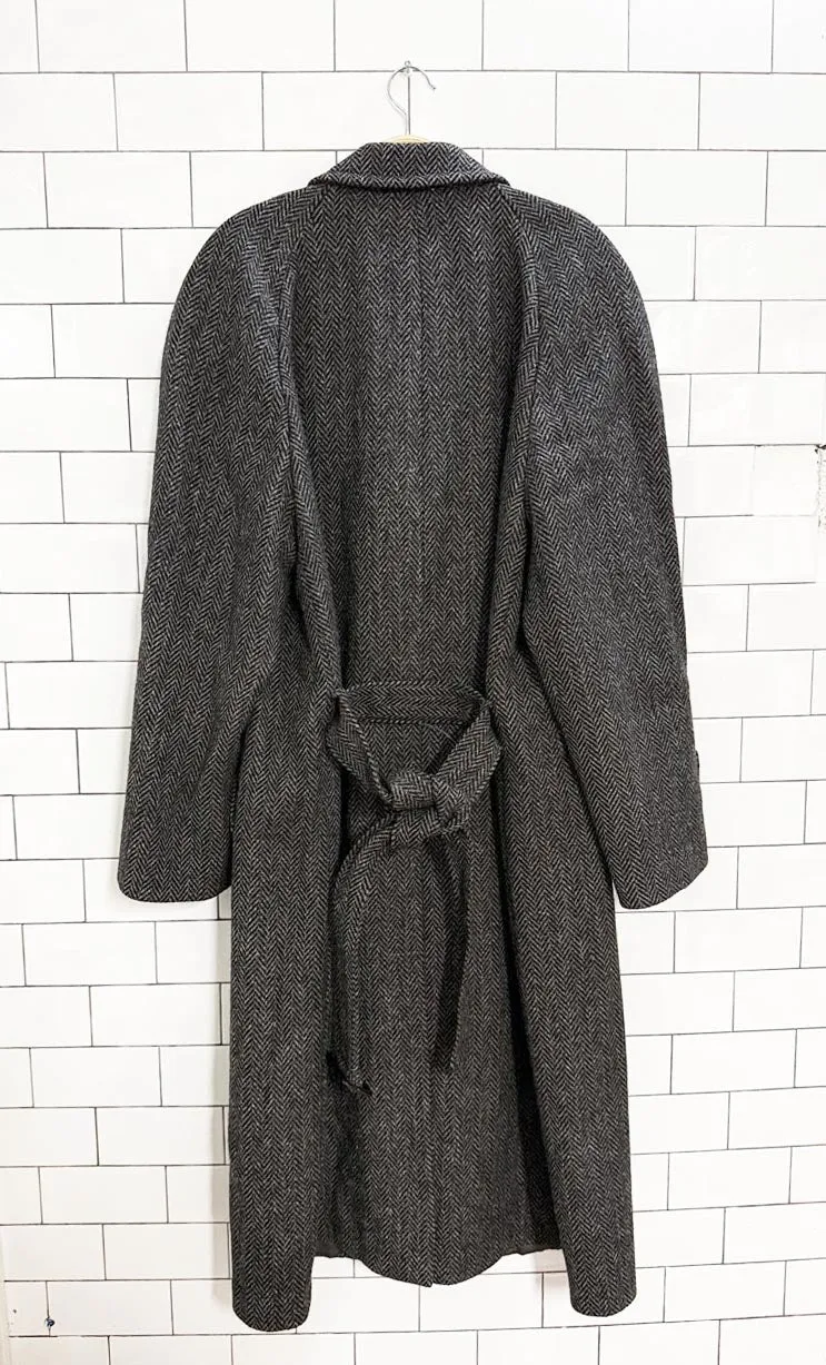vintage haute rive wool herringbone belted coat | stars sold by Good Market Thrift Store product image thumbnail 4