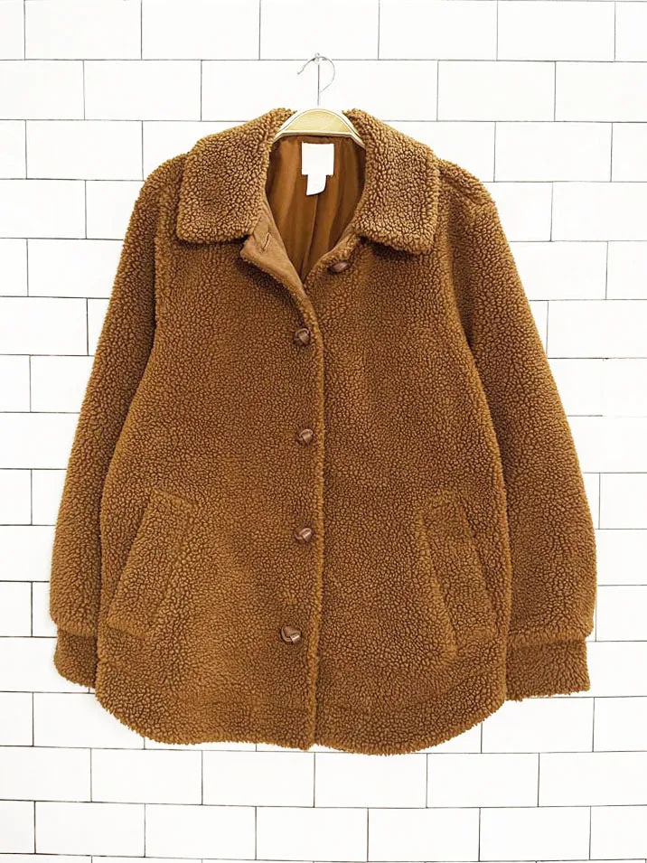h&m faux shearling boxy fleece teddy coat sold by Good Market Thrift Store