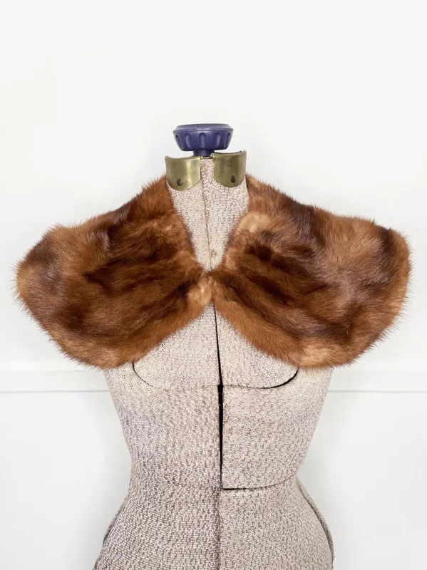 vintage 60s mink fur stole peter pan collar | lazare's furs sold by Good Market Thrift Store