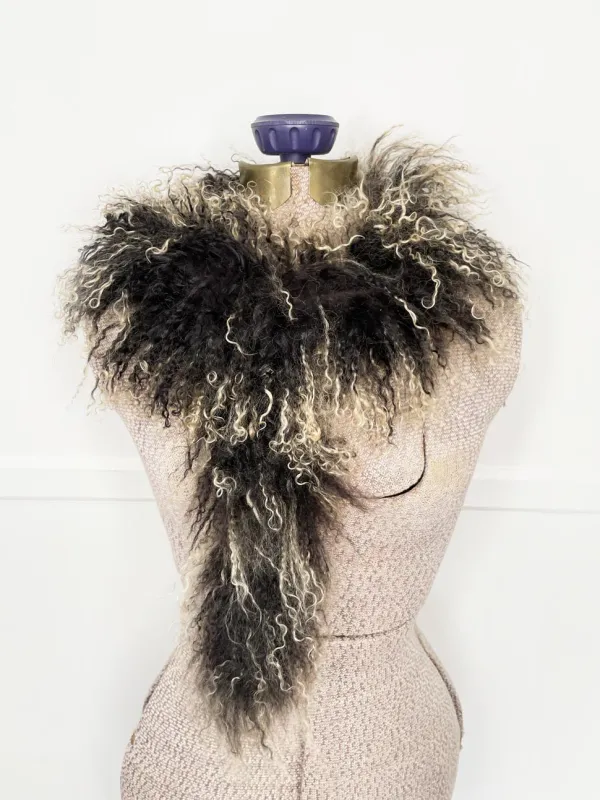 vintage 90s pelle nova mongolian sheepskin scarf sold by Good Market Thrift Store