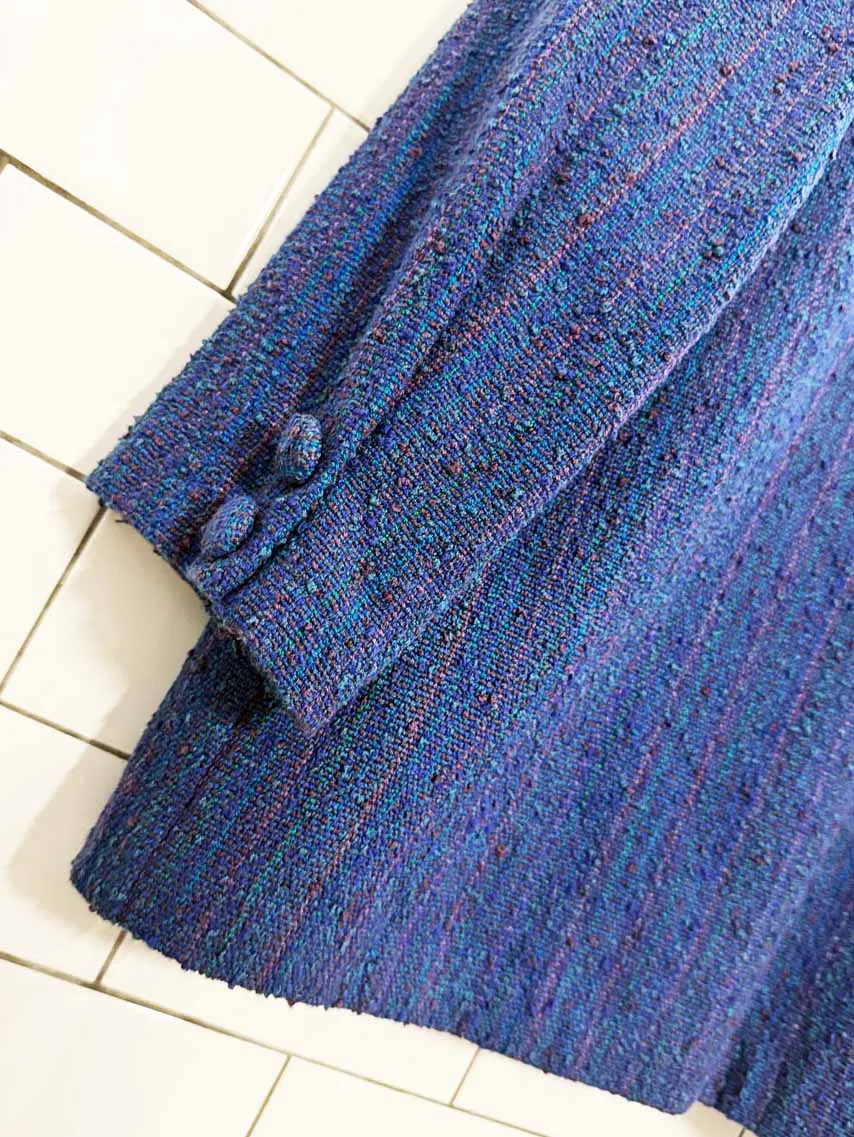 vintage hand woven naturals tweed knit blazer jacket sold by Good Market Thrift Store product image thumbnail 4