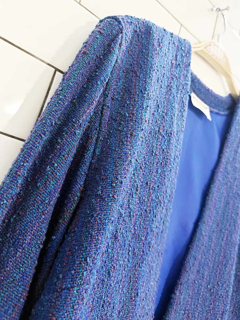 vintage hand woven naturals tweed knit blazer jacket sold by Good Market Thrift Store product image thumbnail 2