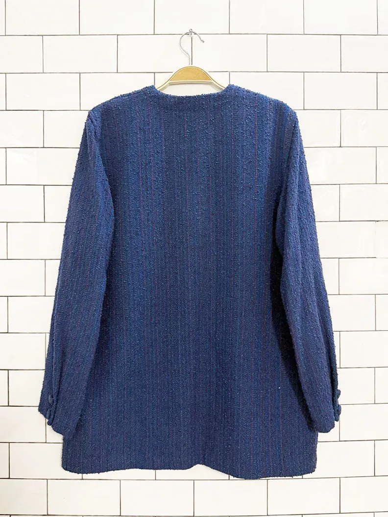 vintage hand woven naturals tweed knit blazer jacket sold by Good Market Thrift Store product image thumbnail 5