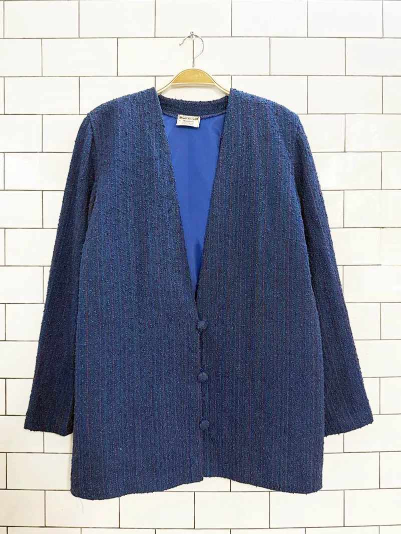 vintage hand woven naturals tweed knit blazer jacket sold by Good Market Thrift Store