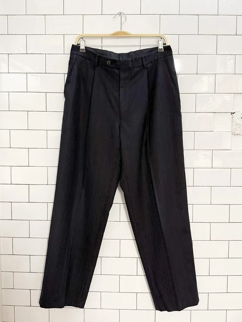 vintage 80s the traveller suit wool-blend pinstripe trousers sold by Good Market Thrift Store