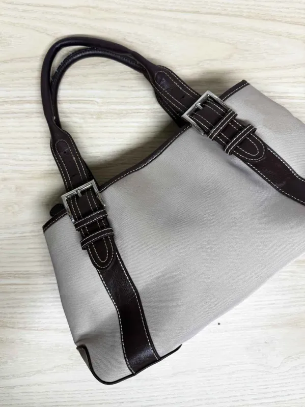 y2k le chateau leather buckle canvas handbag sold by Good Market Thrift Store