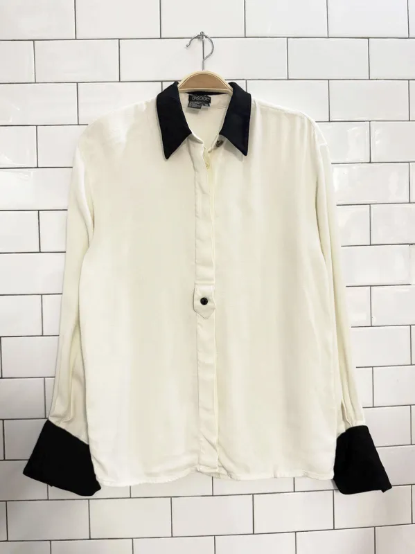 vintage 90s episode french cuff pleated back blouse sold by Good Market Thrift Store