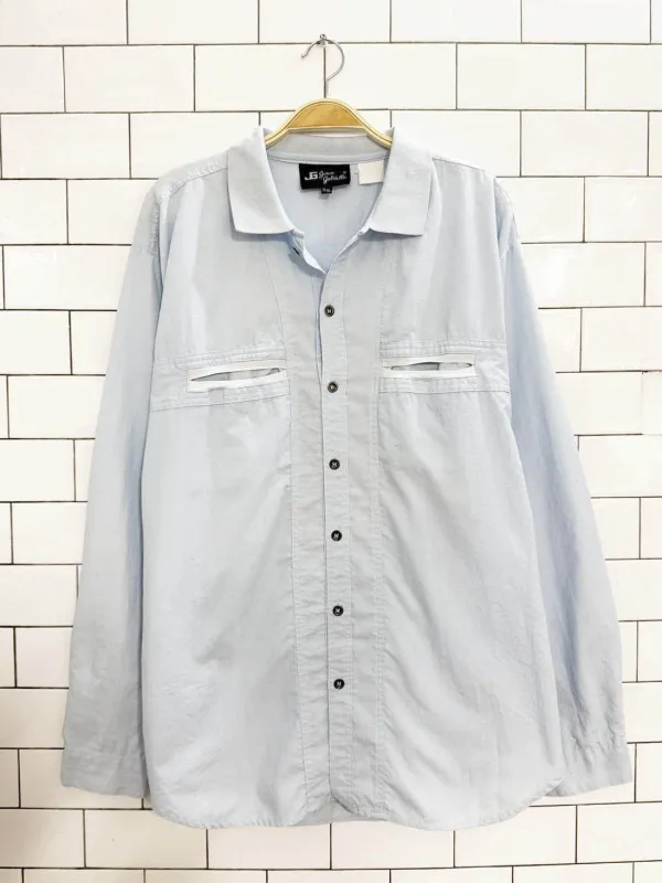 vintage 80s jean gabrielle knit collar pocket detail shirt sold by Good Market Thrift Store