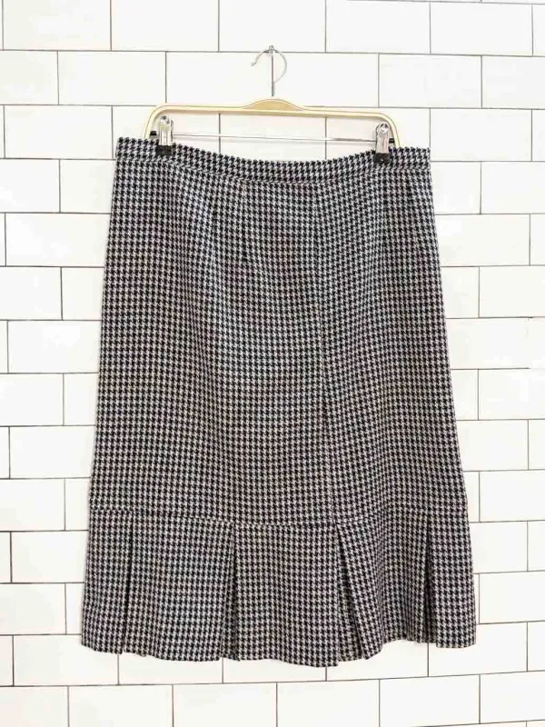 vintage wool houndstooth pleated hem knee-length skirt sold by Good Market Thrift Store