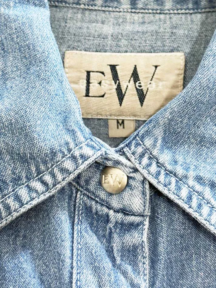 vintage 90s easy wear snap button denim shirt sold by Good Market Thrift Store product image thumbnail 2