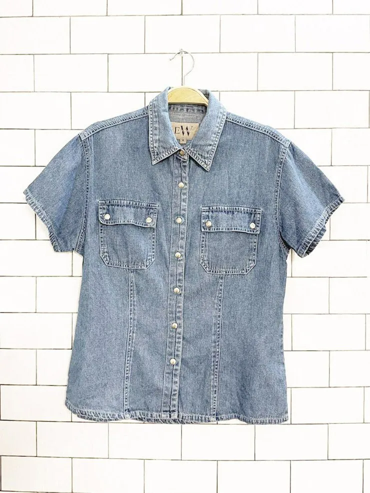 vintage 90s easy wear snap button denim shirt sold by Good Market Thrift Store