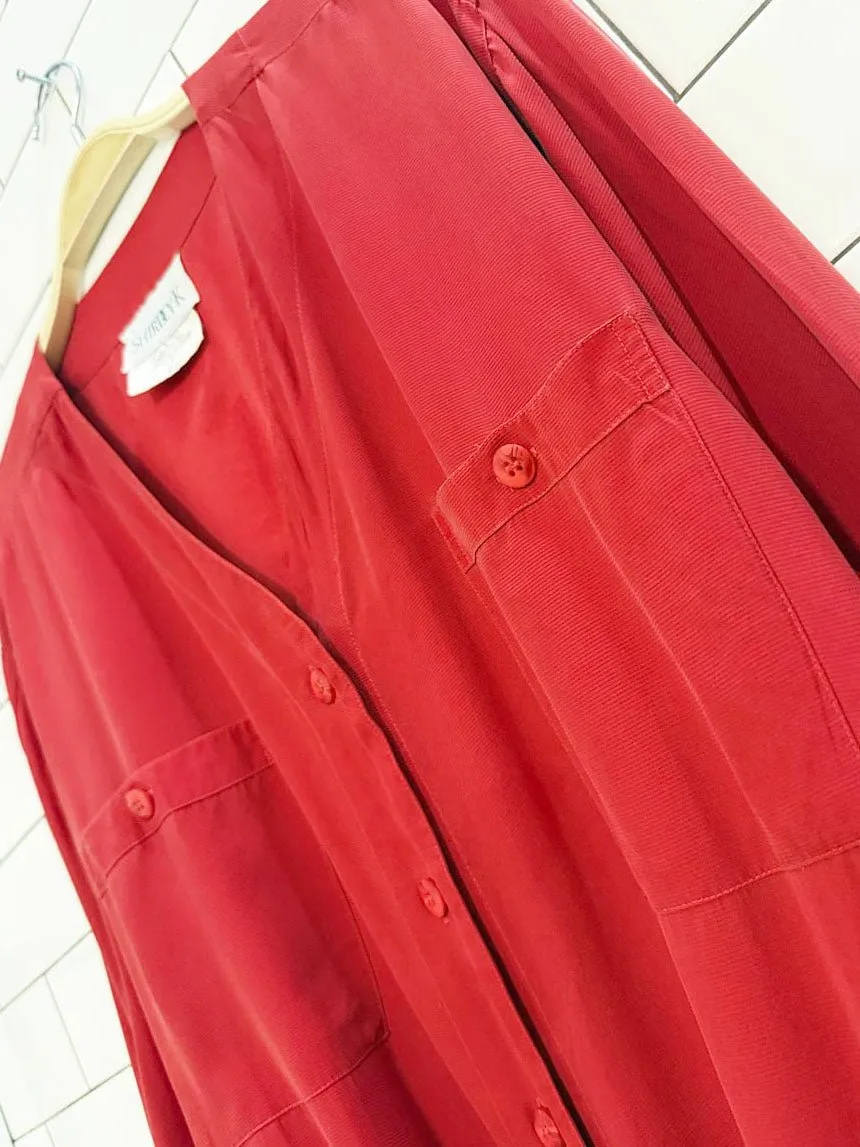 vintage shirley k 100% silk drawstring shirt sold by Good Market Thrift Store product image thumbnail 2