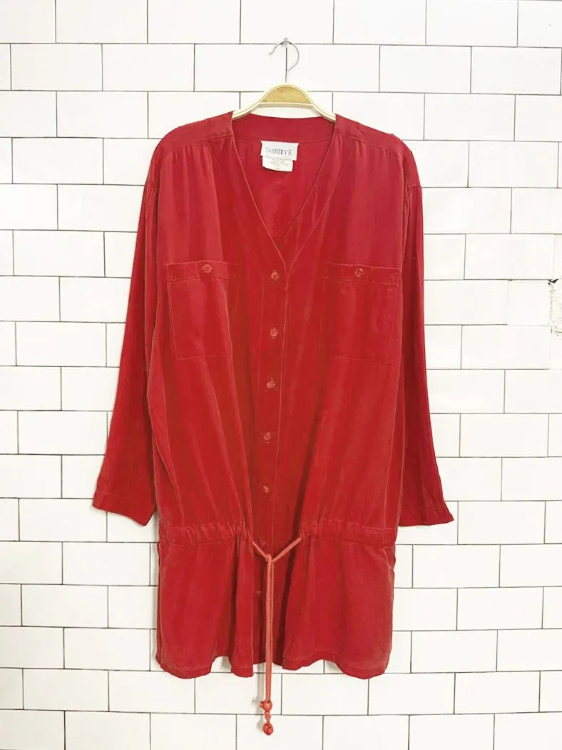 vintage shirley k 100% silk drawstring shirt sold by Good Market Thrift Store