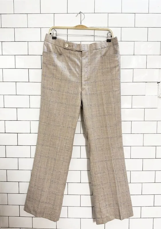 vintage 70s windowpane check shell button flare leg trousers sold by Good Market Thrift Store
