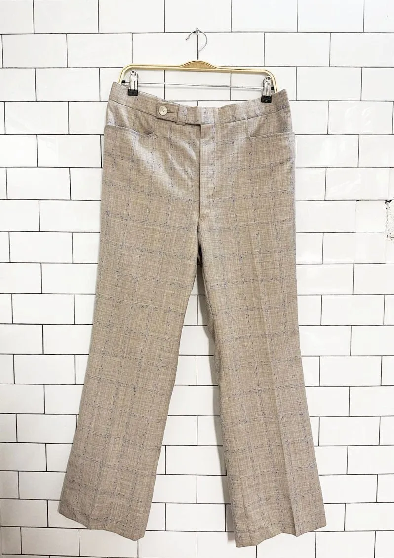 vintage 70s windowpane check shell button flare leg trousers sold by Good Market Thrift Store