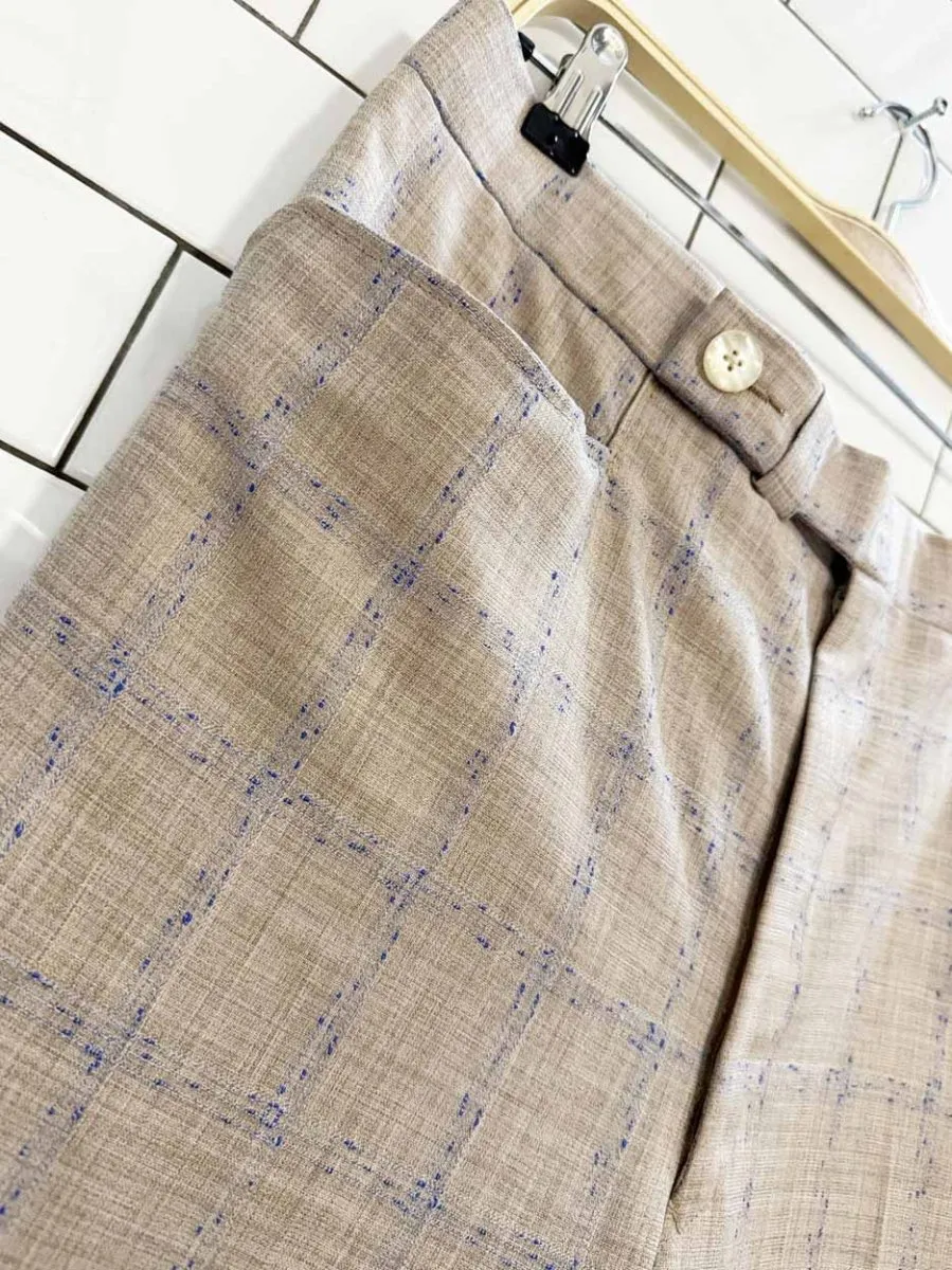 vintage 70s windowpane check shell button flare leg trousers sold by Good Market Thrift Store product image thumbnail 2