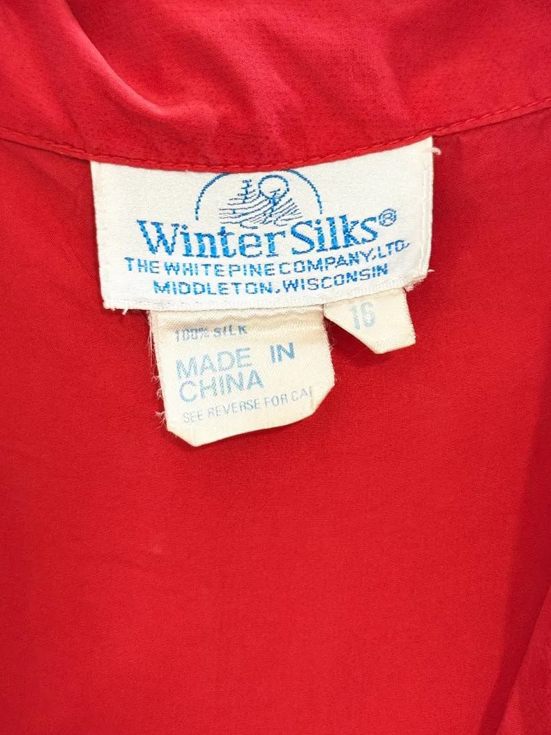 vintage winter silks 100% silk short sleeve shirt sold by Good Market Thrift Store product image thumbnail 3