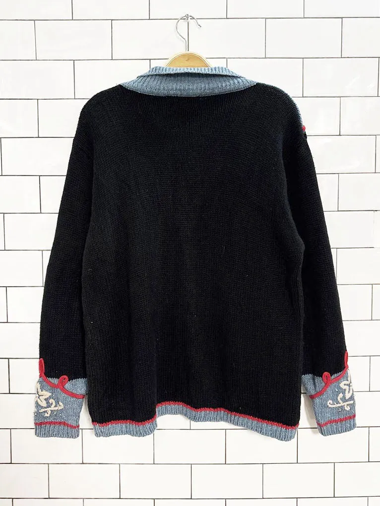 vintage episcia hand-knit western embroidered cardigan sold by Good Market Thrift Store product image thumbnail 5