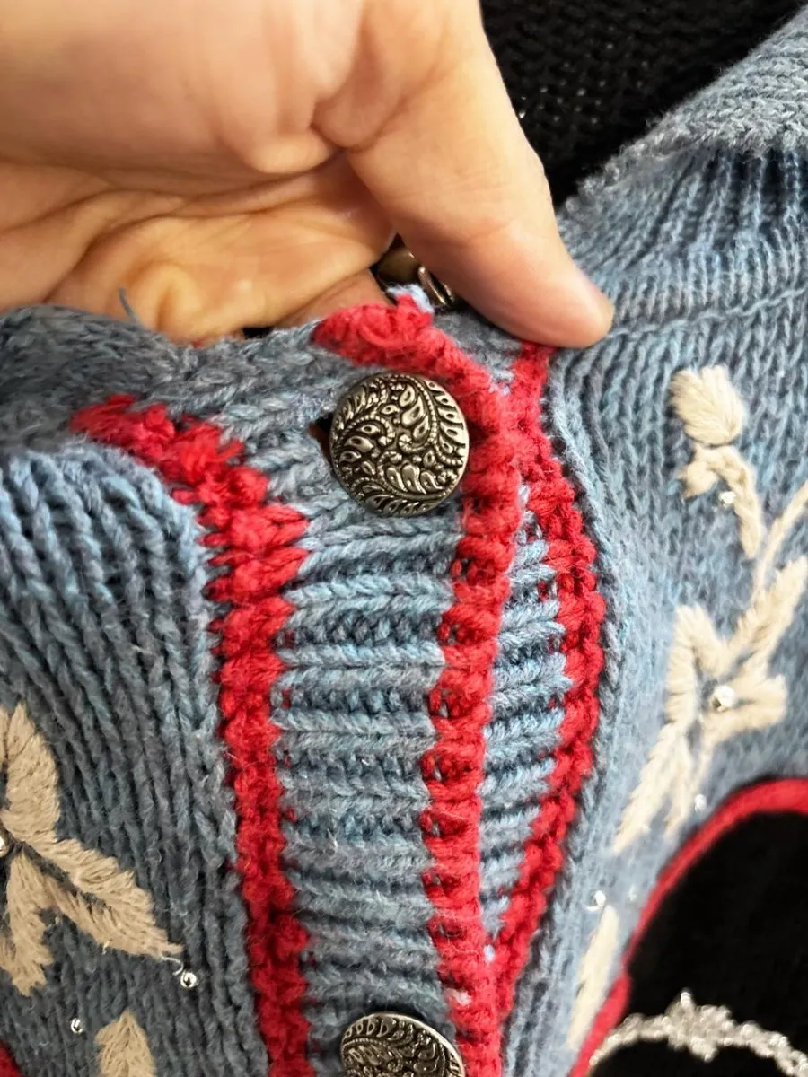 vintage episcia hand-knit western embroidered cardigan sold by Good Market Thrift Store product image thumbnail 4