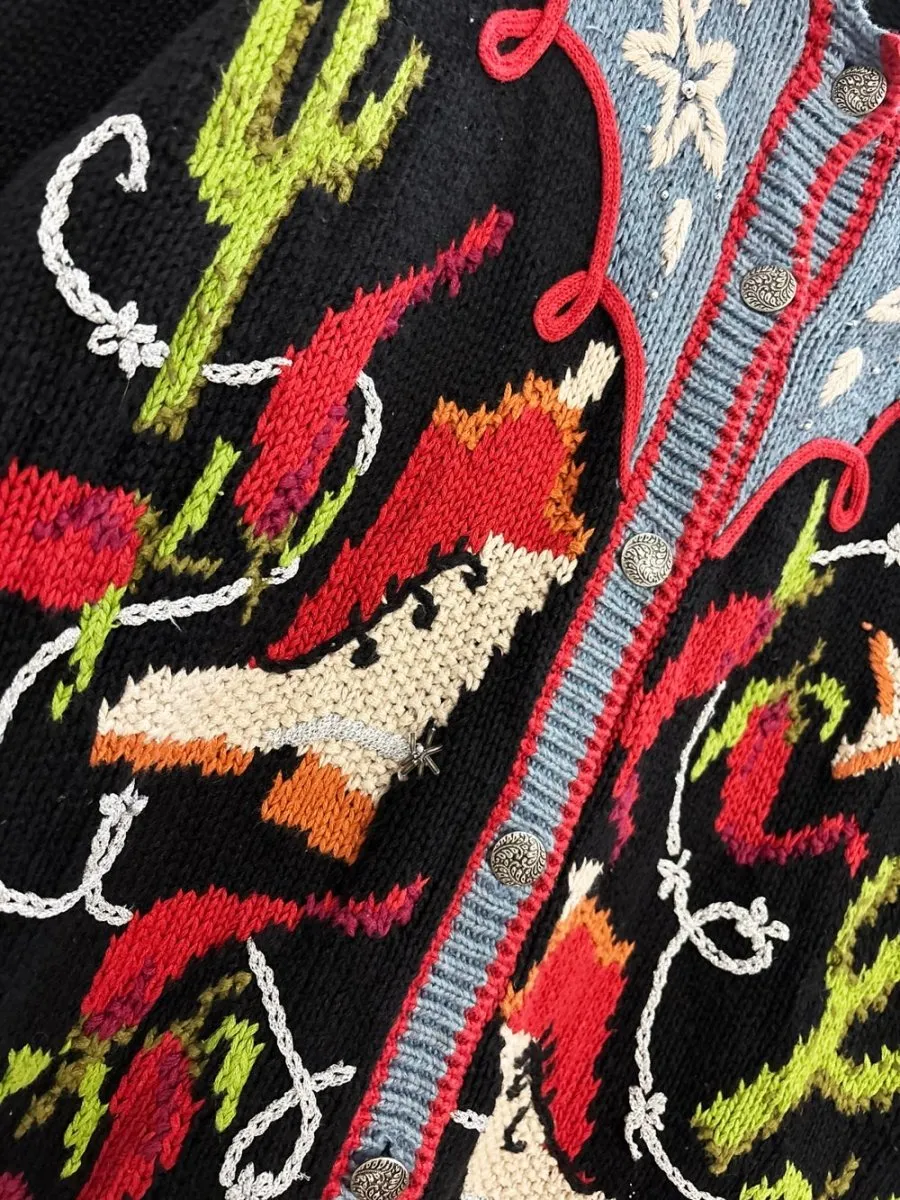 vintage episcia hand-knit western embroidered cardigan sold by Good Market Thrift Store product image thumbnail 2