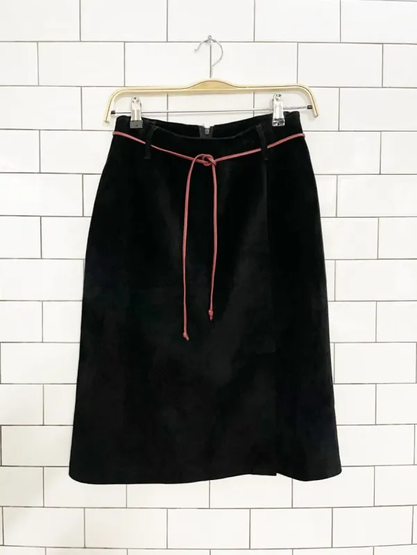 vintage 90s danier suede leather belted skirt sold by Good Market Thrift Store