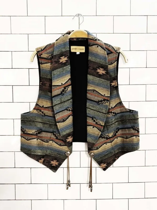 vintage sweetgrass concho western woven vest sold by Good Market Thrift Store
