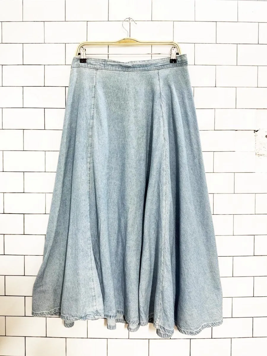 vintage jg hook denim full button a-line midi skirt sold by Good Market Thrift Store product image thumbnail 4