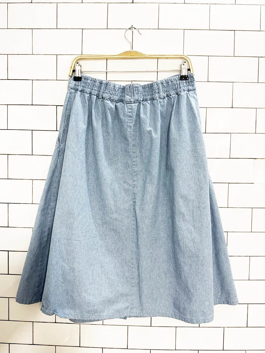 vintage 00s cabin creek pleated denim full button midi skirt sold by Good Market Thrift Store product image thumbnail 4