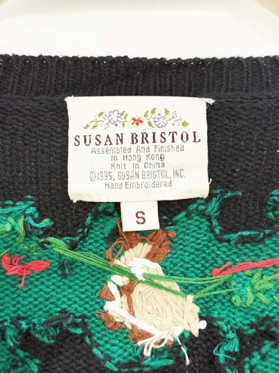 vintage 90s susan bristol hand-embroidered noahs ark knit cardigan sold by Good Market Thrift Store product image thumbnail 3