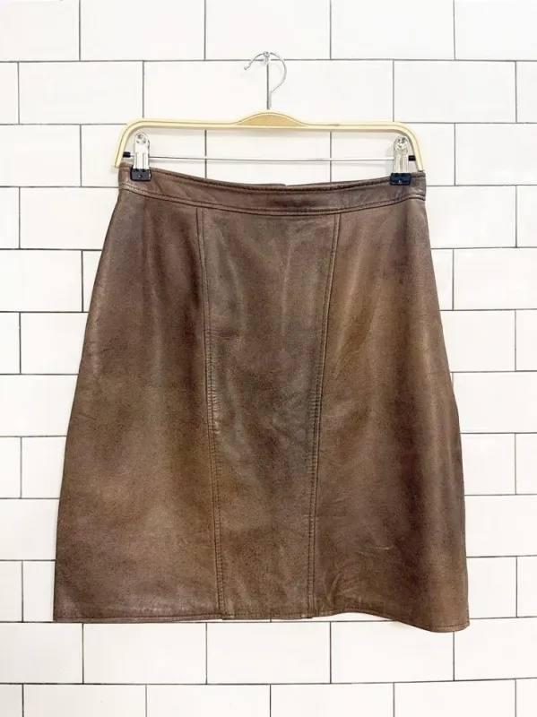 vintage 90s new line soft leather mini skirt sold by Good Market Thrift Store
