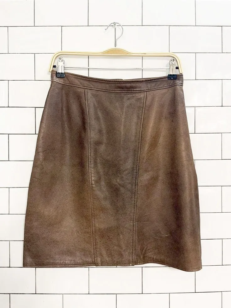 vintage 90s new line soft leather mini skirt sold by Good Market Thrift Store