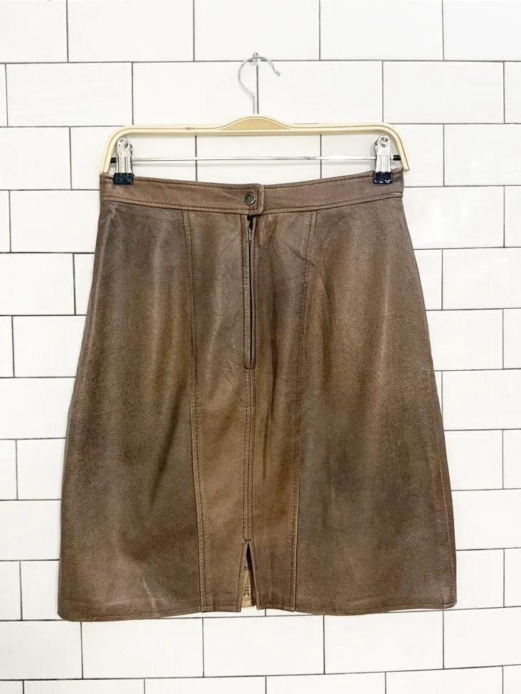 vintage 90s new line soft leather mini skirt sold by Good Market Thrift Store product image thumbnail 4