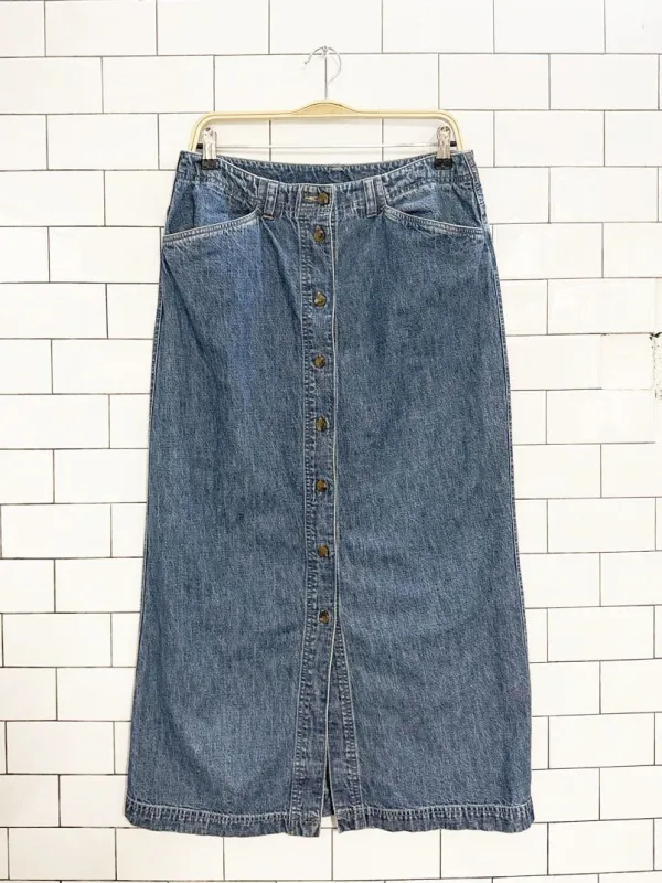 vintage 00s jones new york denim button down maxi skirt sold by Good Market Thrift Store