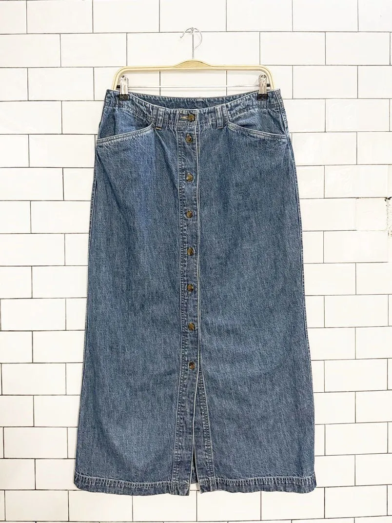 vintage 00s jones new york denim button down maxi skirt sold by Good Market Thrift Store