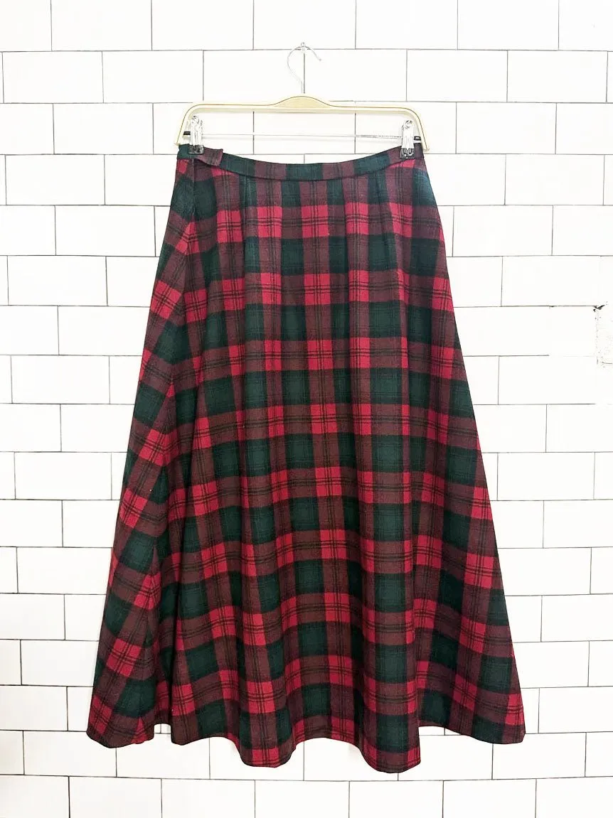 vintage wool check plaid a-line midi maxi skirt sold by Good Market Thrift Store product image thumbnail 4
