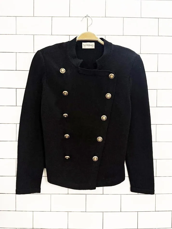 vintage 70s maria emilia barata wool militia crochet knit jacket sold by Good Market Thrift Store